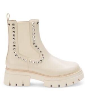 Ash Womens Lenny Studded Leather Chelsea Lug Boots Whisper Cream Sz 8/ EU 39